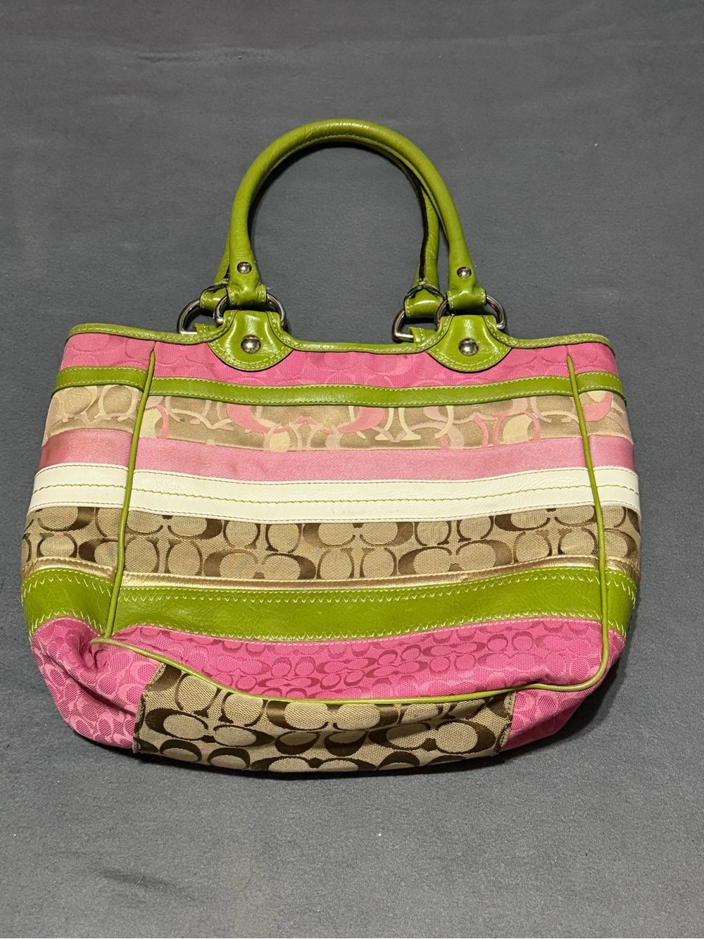 Y2K Coach Daisy Bleecker Striped Patchwork Tote Shoulder Bag Purse - Picture 2 of 10